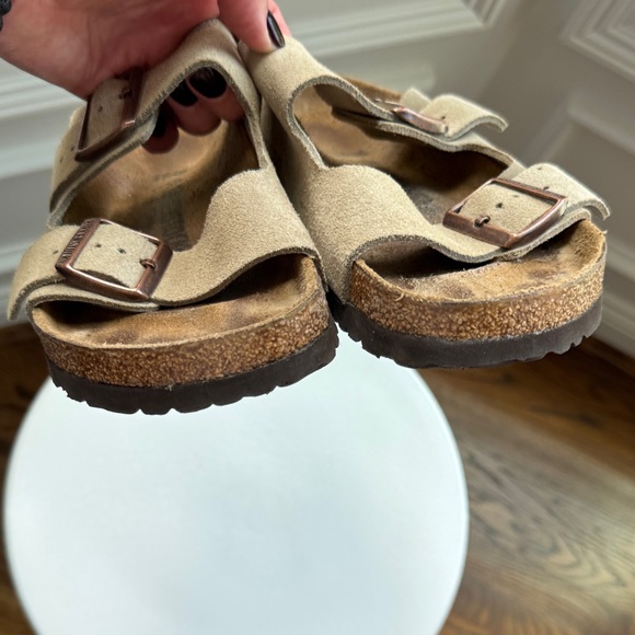 Birkenstock Beige Suede Double Strap Sandals Womens Size 38 - Picture 7 of 14